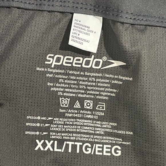 NWOT Speedo Mens XXL Black Swim Shorts With Back Pocket & Liner Polyester - Picture 5 of 8